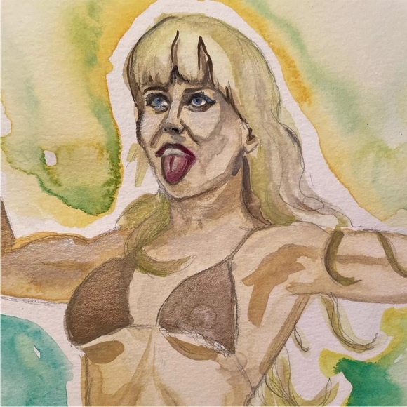 Amyl And The Sniffers Amy Taylor Watercolor Art 12 x 9 Inches Canson Paper - Picture 2 of 7